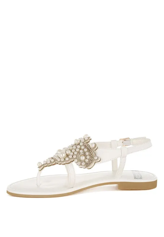 Nayasa Flat Sandals With Pearls