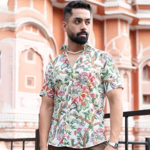 Off White Floral Half Sleeve Printed shirt