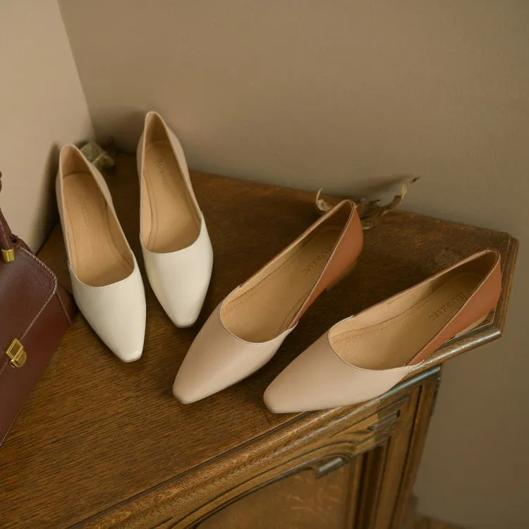 Off-White Pointed Toe Flats #001030C