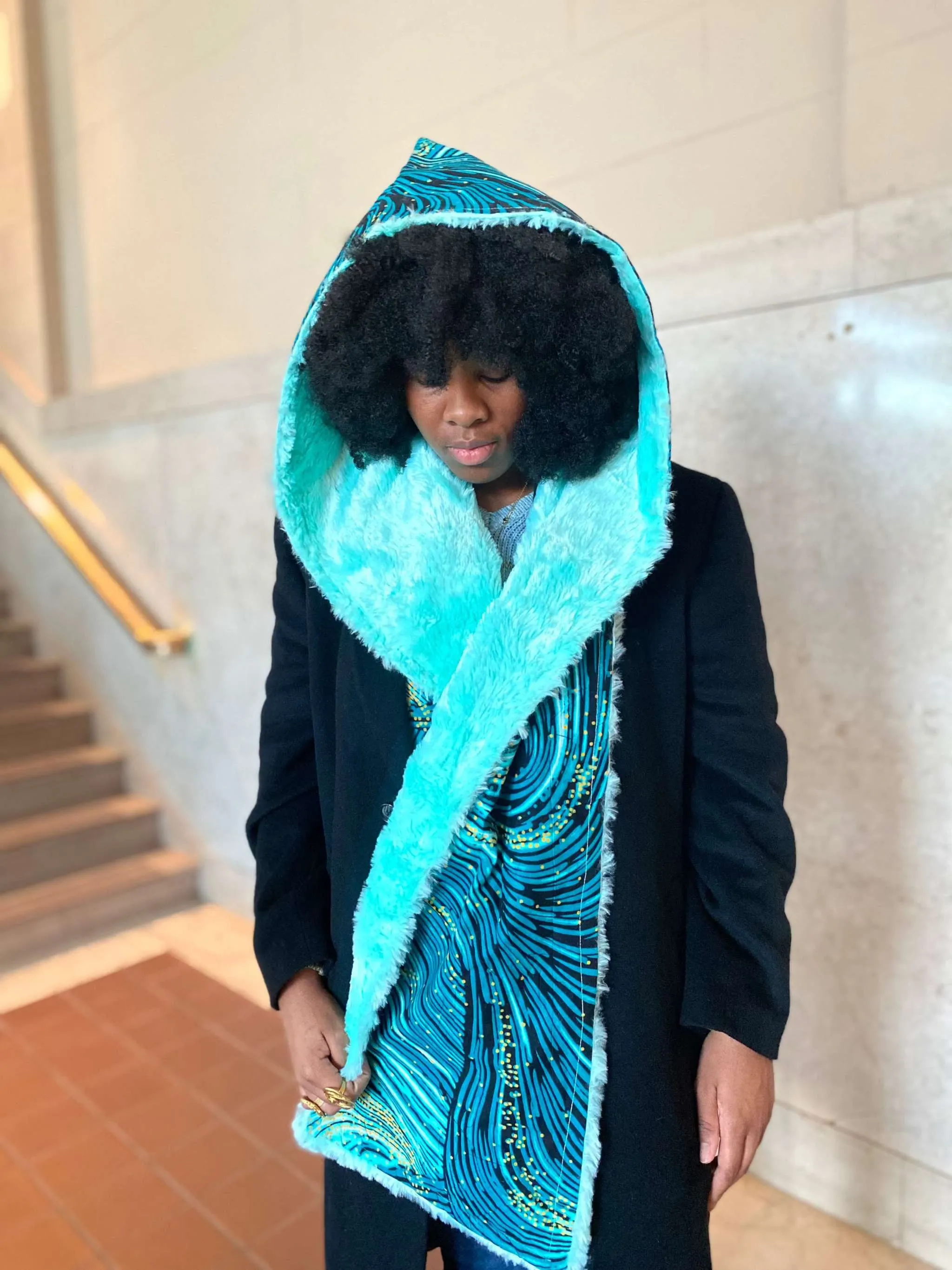 Oge African Ankara Faux Fur Scarf