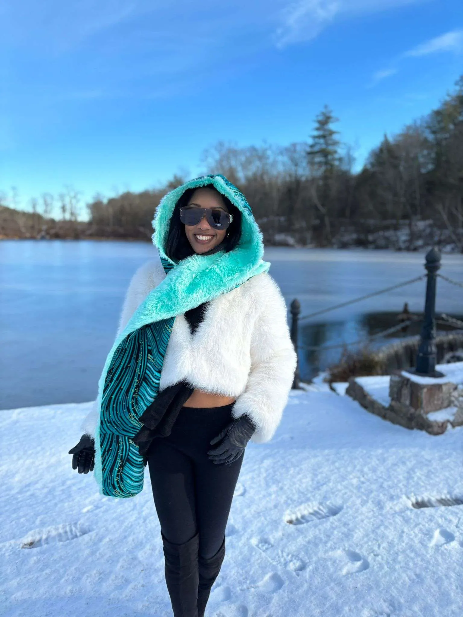Oge African Ankara Faux Fur Scarf