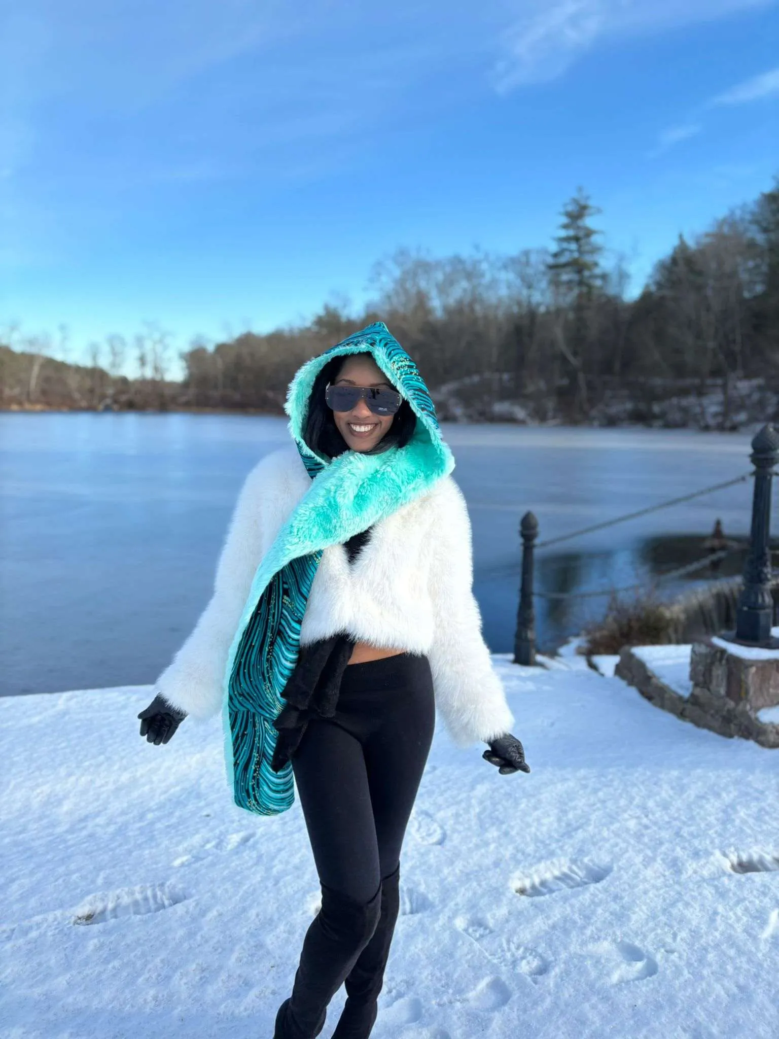Oge African Ankara Faux Fur Scarf