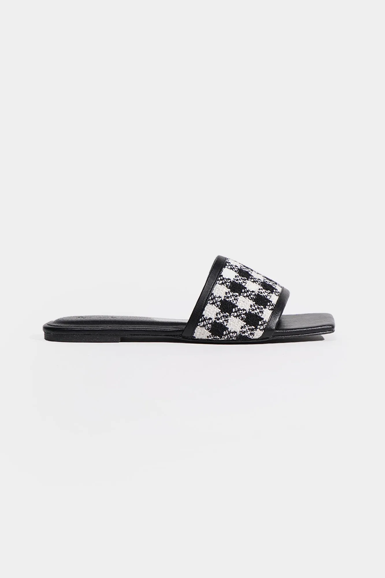 One Strap Square Toe Tweed Flats