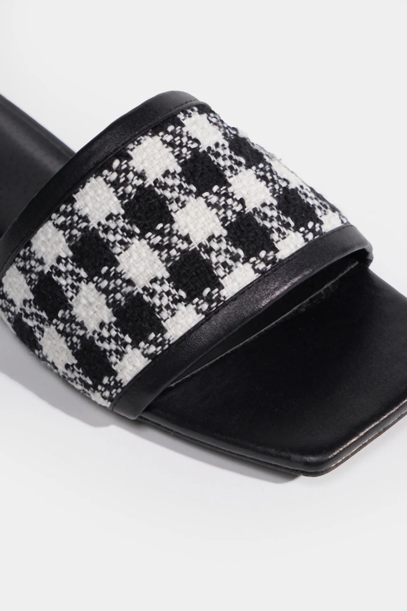 One Strap Square Toe Tweed Flats