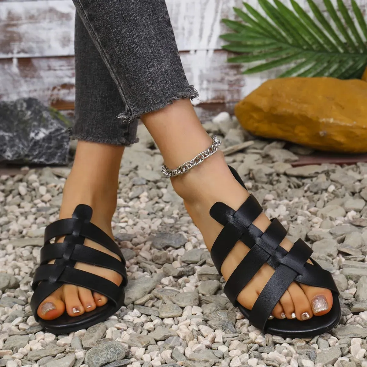 Open Toe Flats Sandals