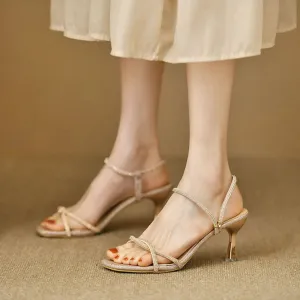 Open Toe Kitten Heels Sandals