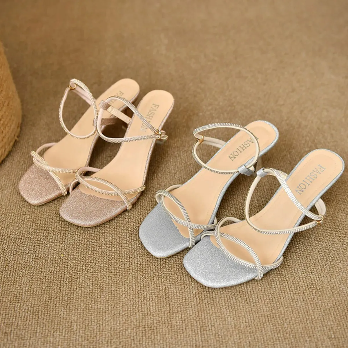 Open Toe Kitten Heels Sandals