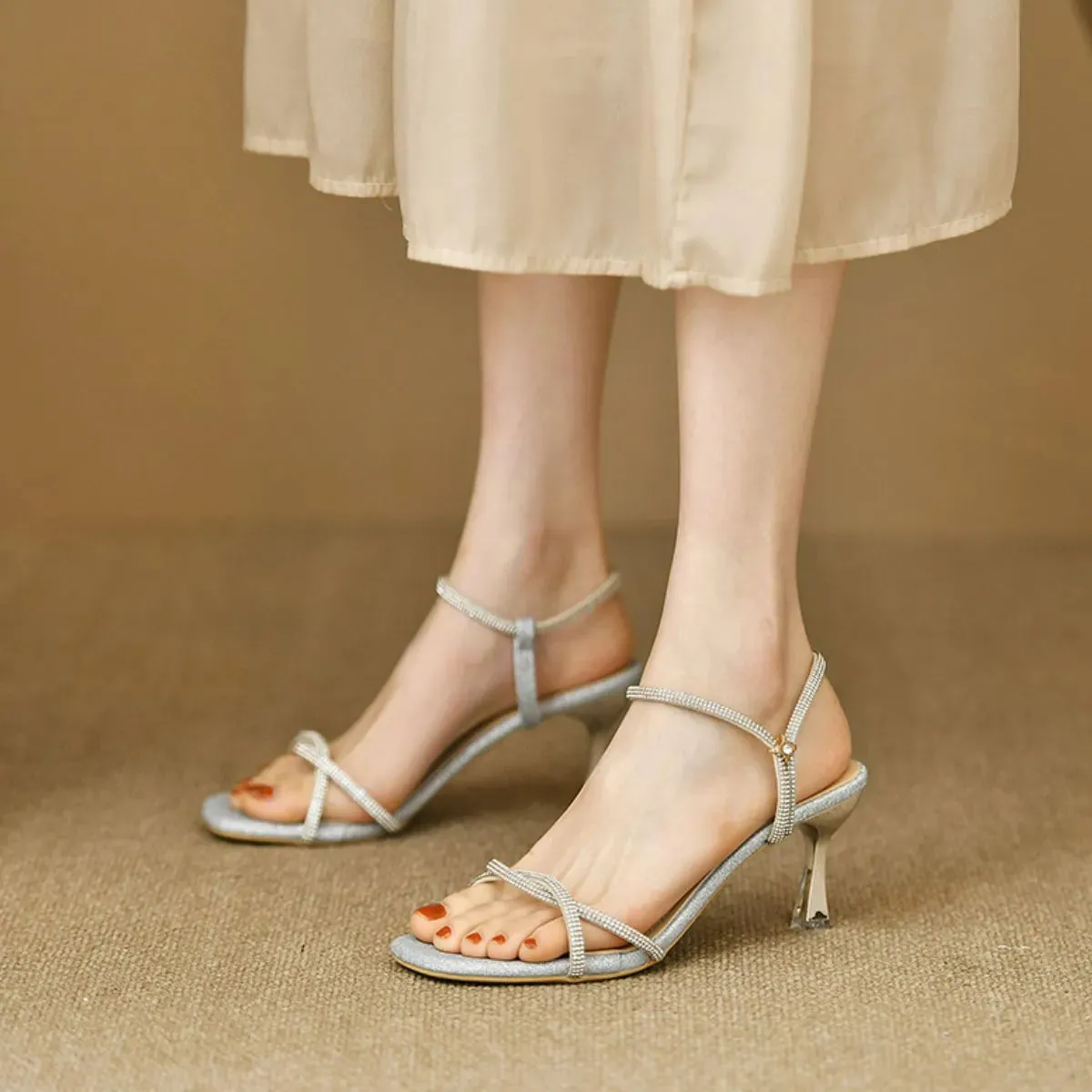 Open Toe Kitten Heels Sandals