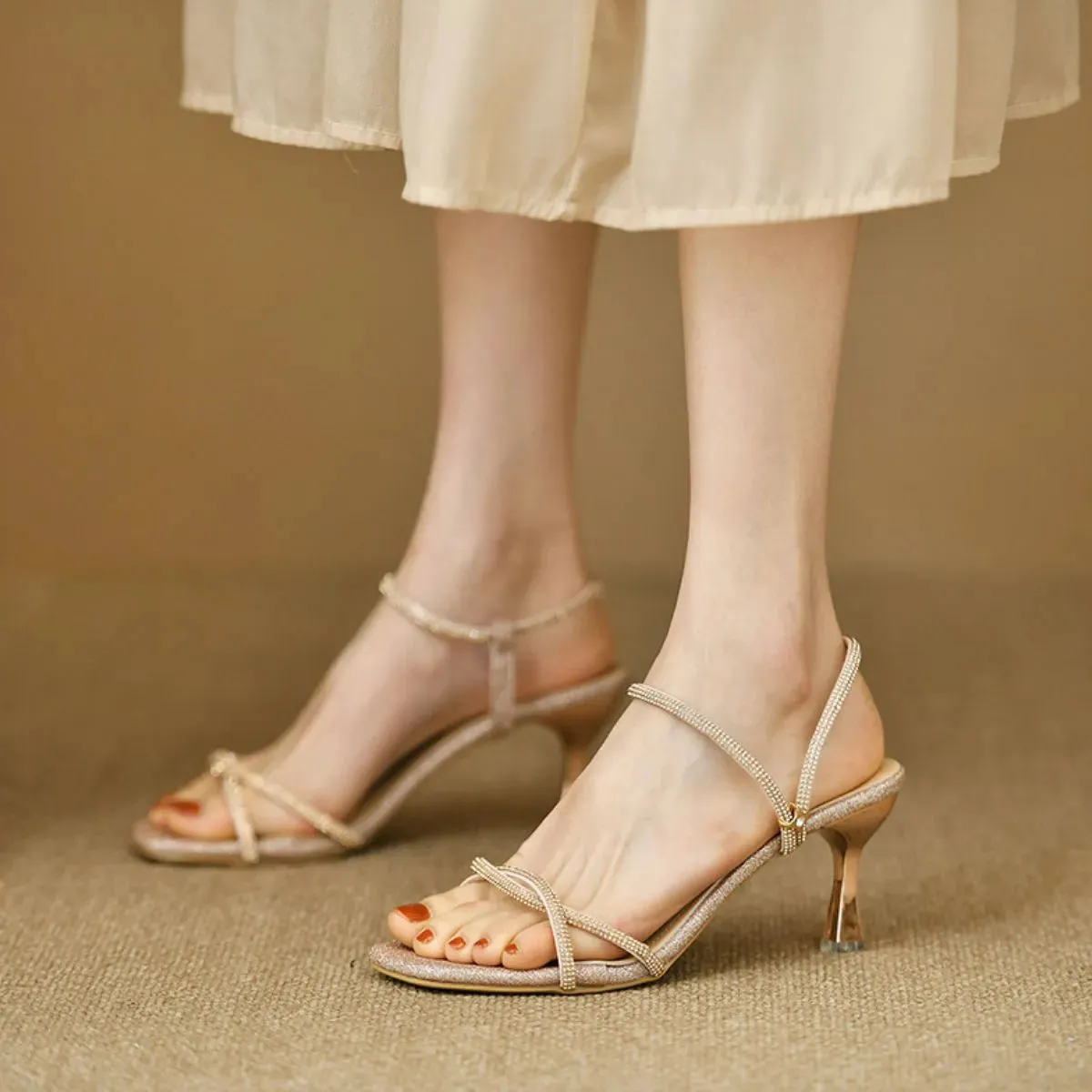 Open Toe Kitten Heels Sandals