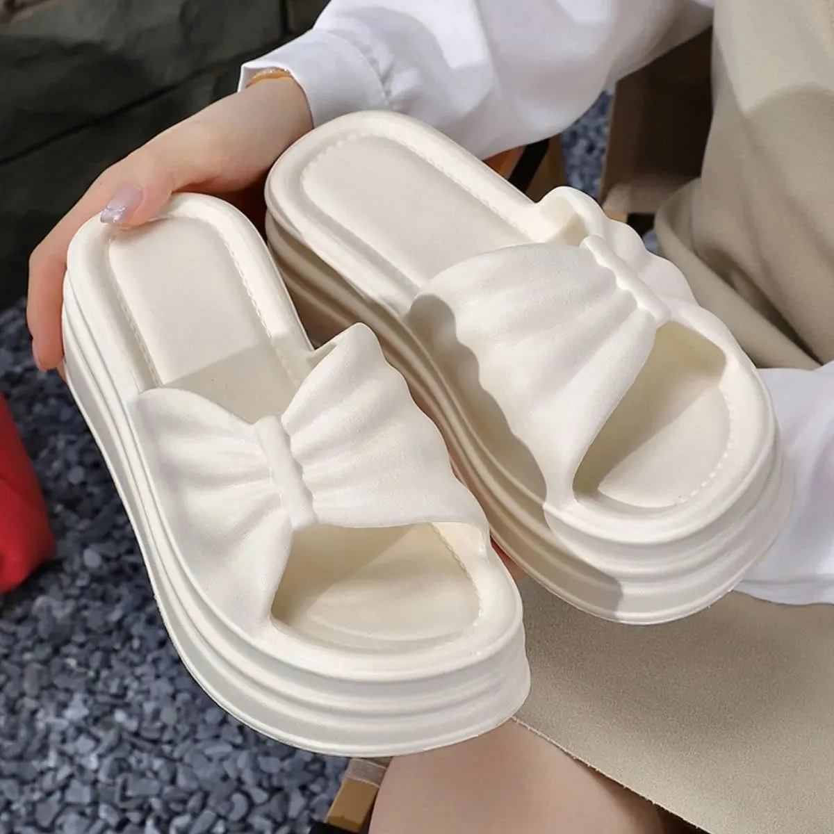 Open Toe Platform Slippers