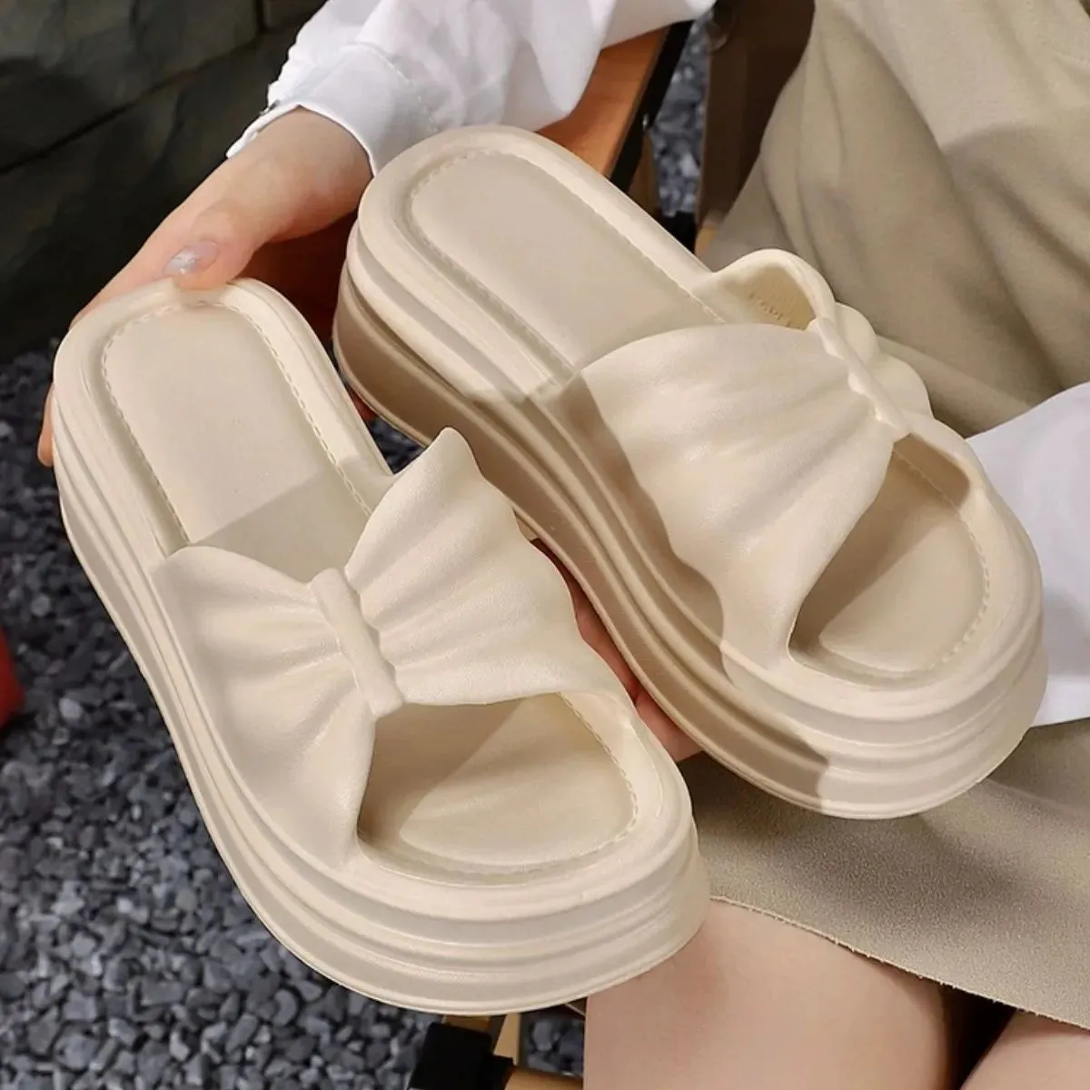 Open Toe Platform Slippers