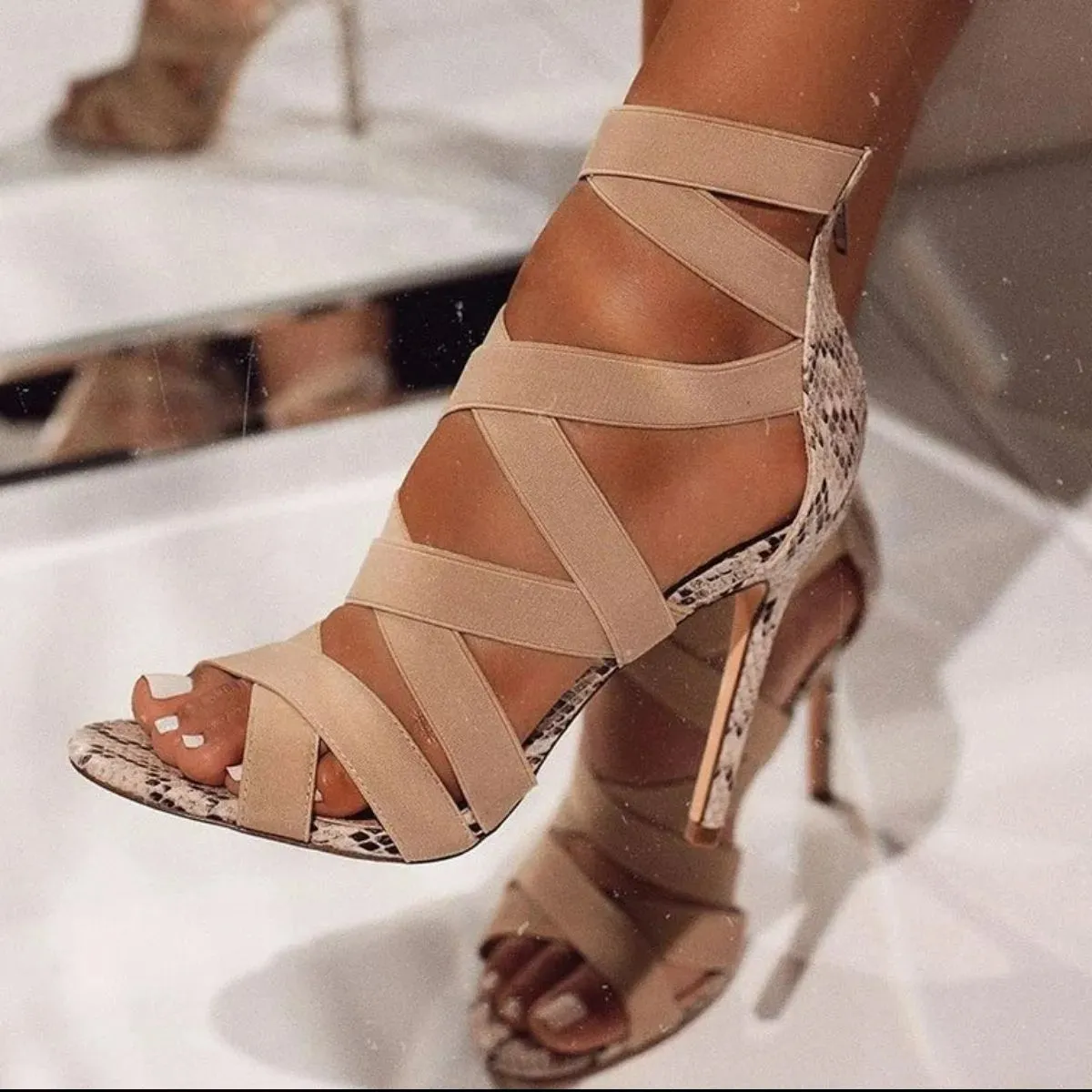 Open Toe Stiletto Sandals