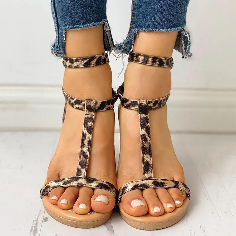 Open Toe T-Strap Flat Sandals