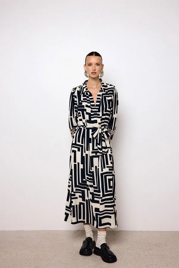 ORPHEE GEOMETRIC PRINT MAXI DRESS