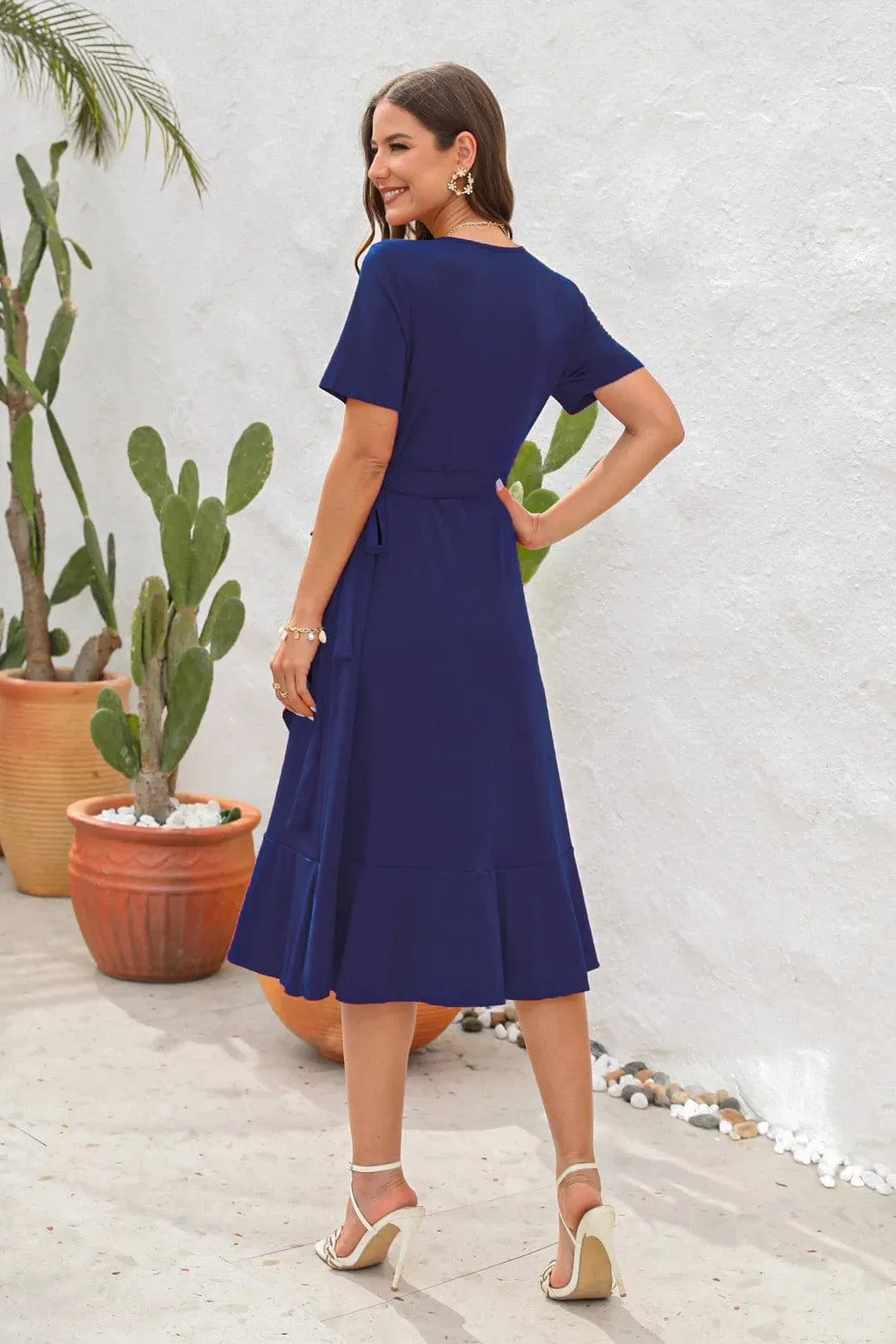 Ozana® | Elegant Crepe Dress With Belt