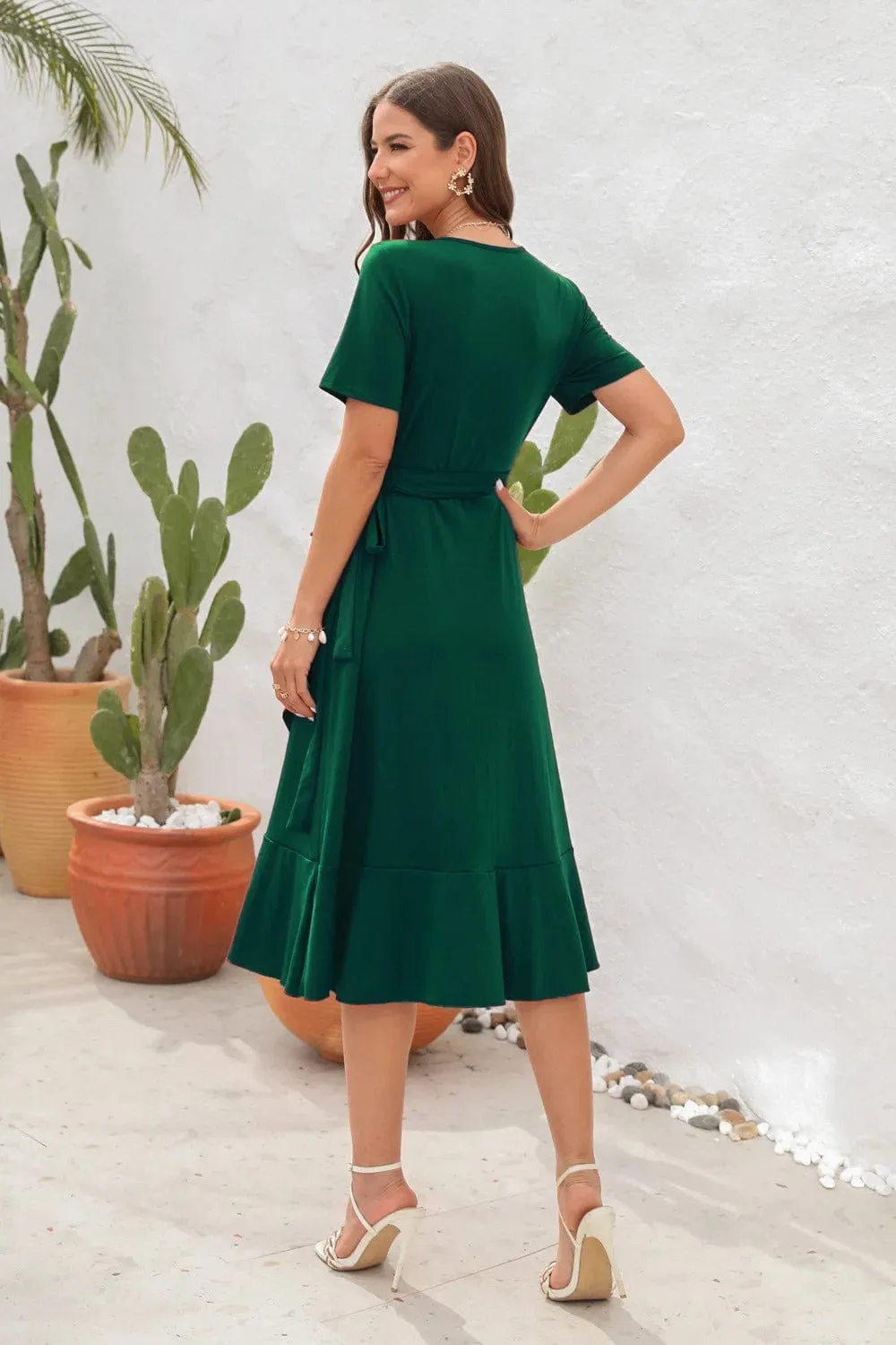 Ozana® | Elegant Crepe Dress With Belt