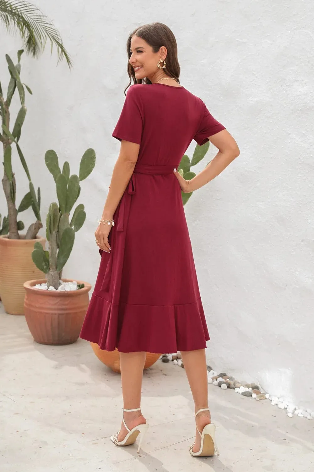 Ozana® | Elegant Crepe Dress With Belt