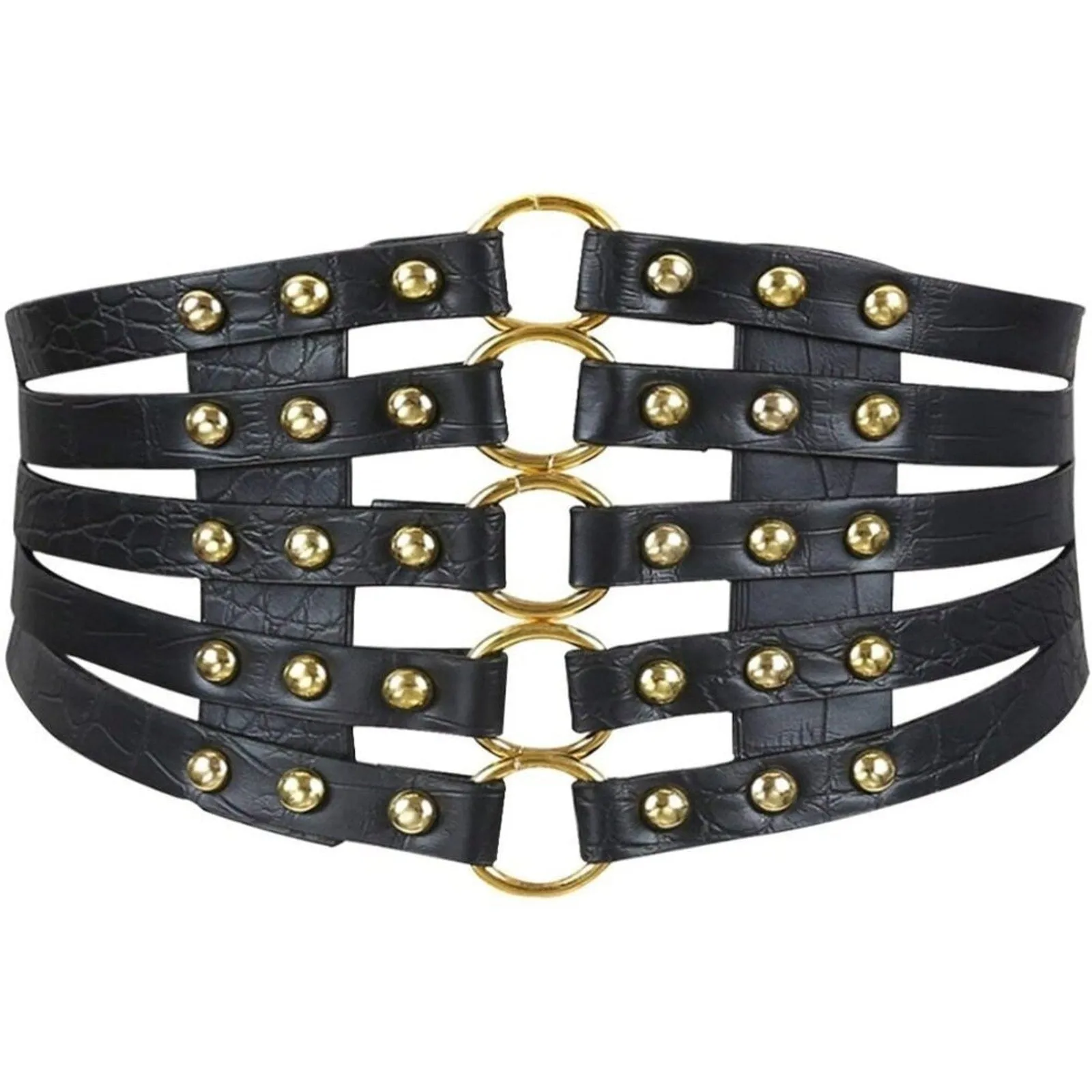 PanacheProse '- Women Black Cinch Tied Corset Elastic Wide Waist Belt Underbust Waistband