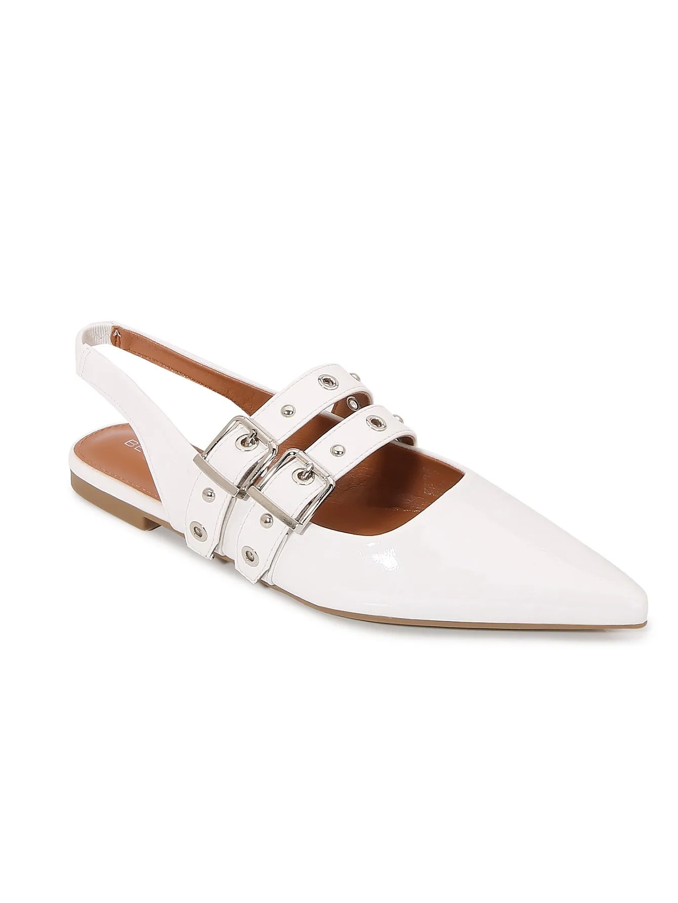 Patent Strapped Slingback Flat