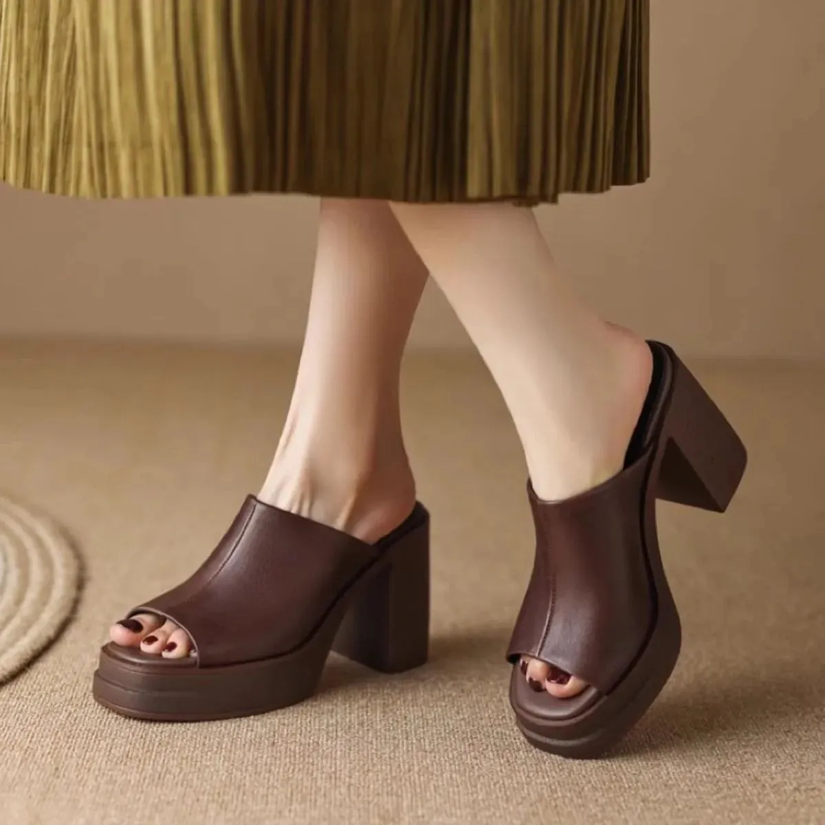 Peep Toe Block Heels Sandals