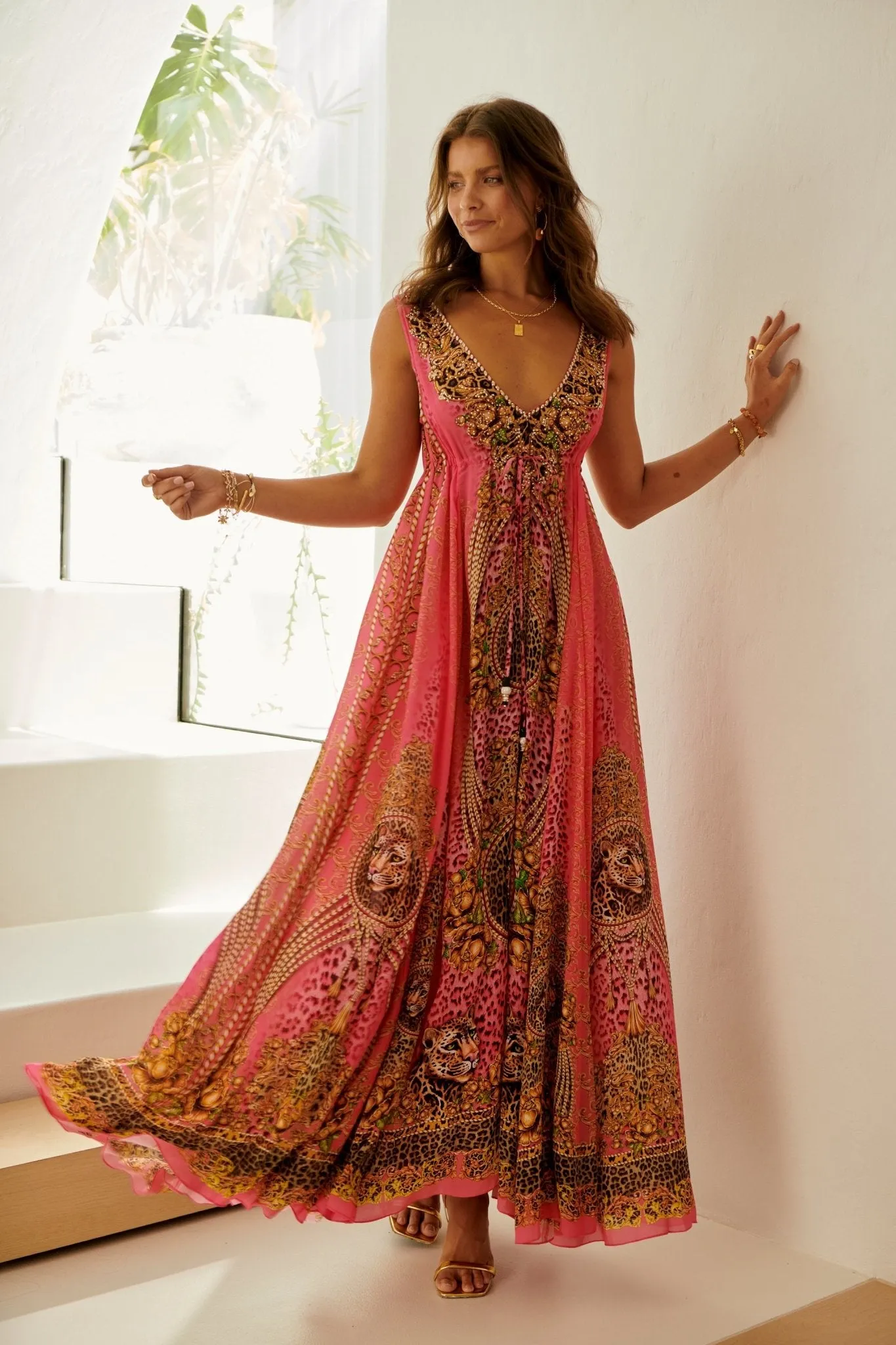 PINK LEOPARD MAXI DRESS