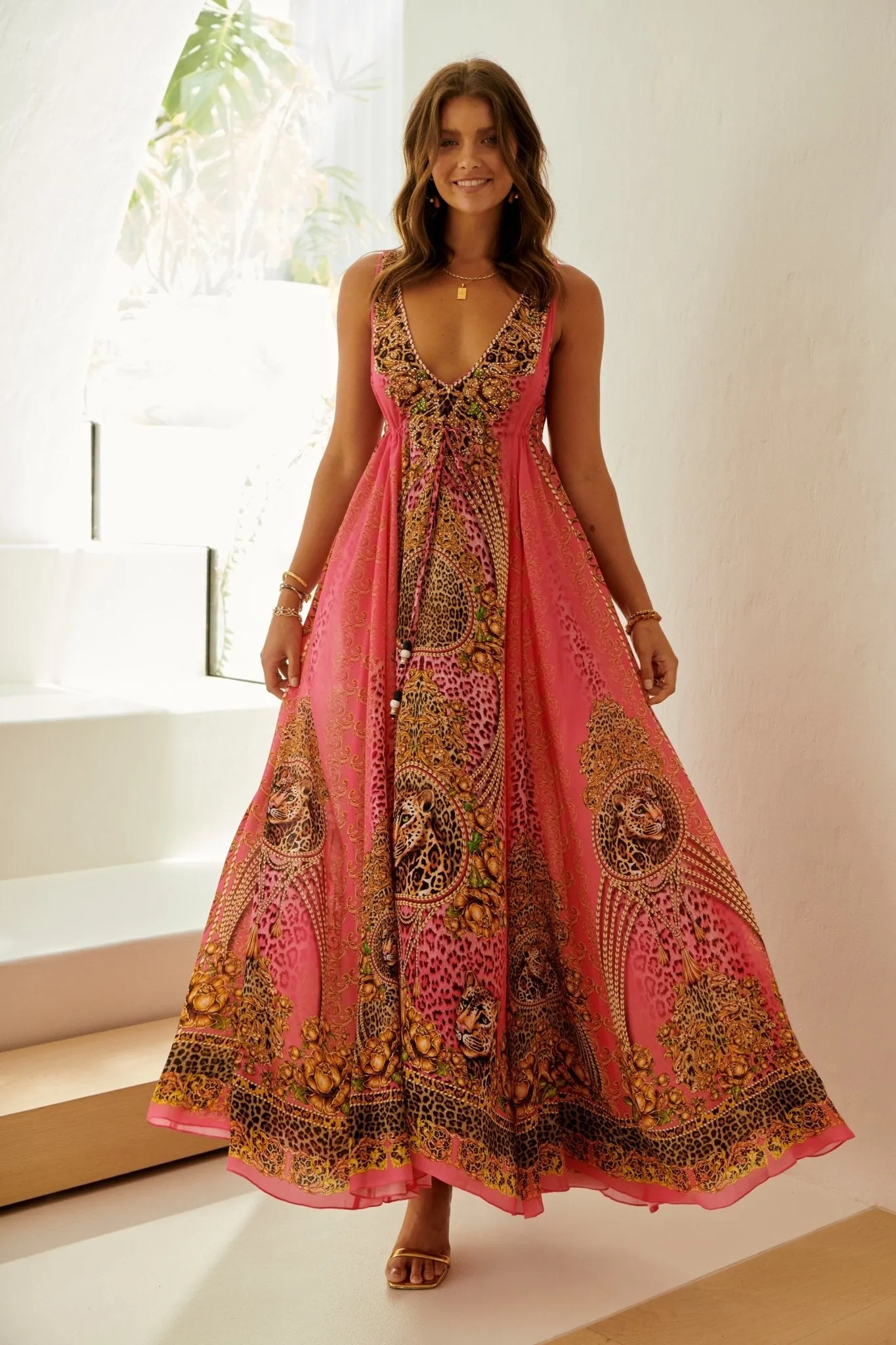 PINK LEOPARD MAXI DRESS