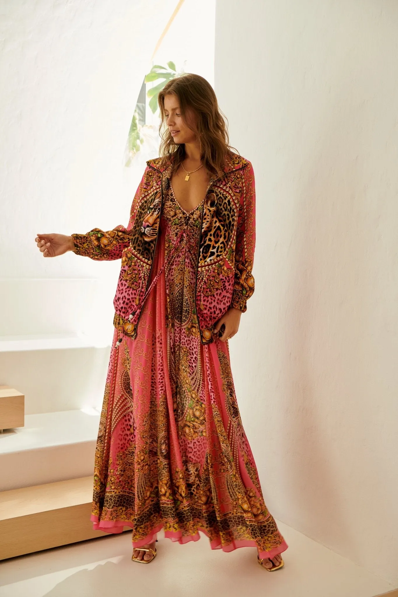 PINK LEOPARD MAXI DRESS
