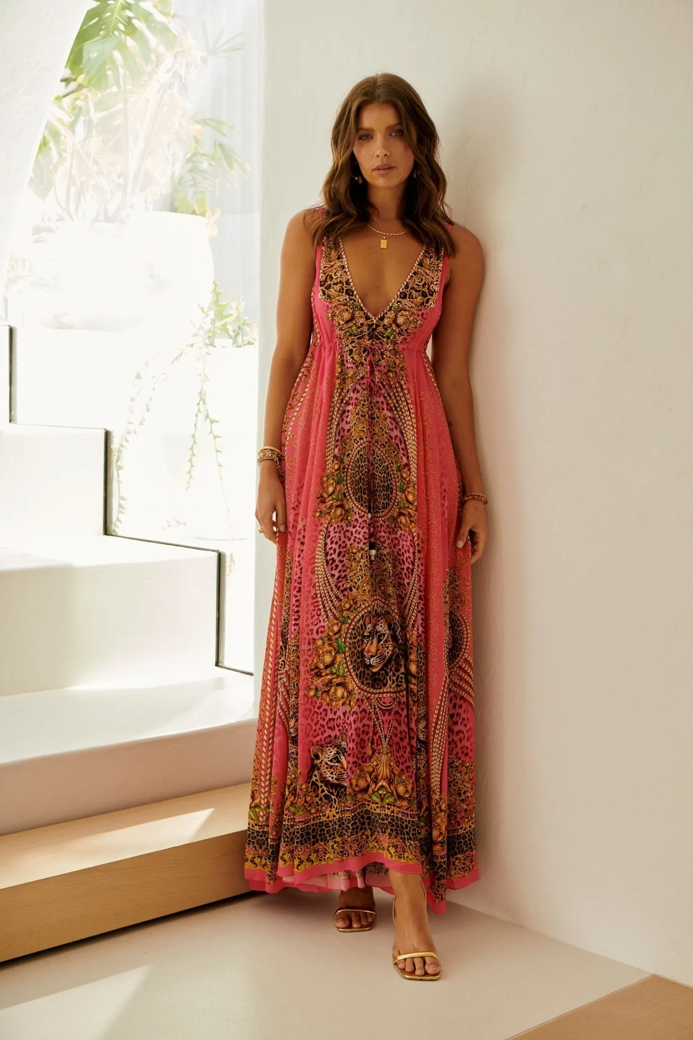 PINK LEOPARD MAXI DRESS