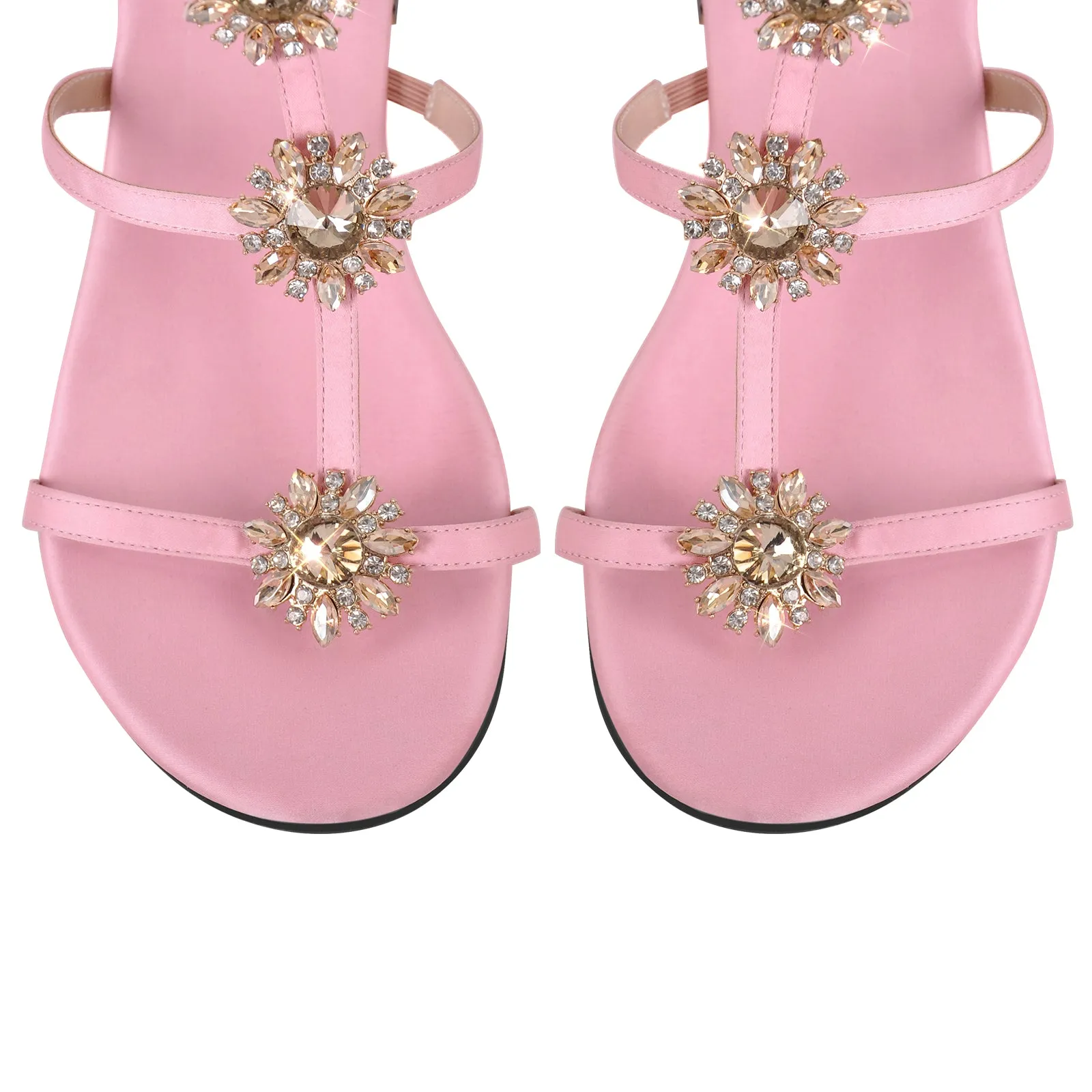 Pink Round Toe Ankle Strap Flats