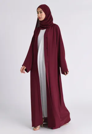 Plain Burgundy Open Abaya (Premium)