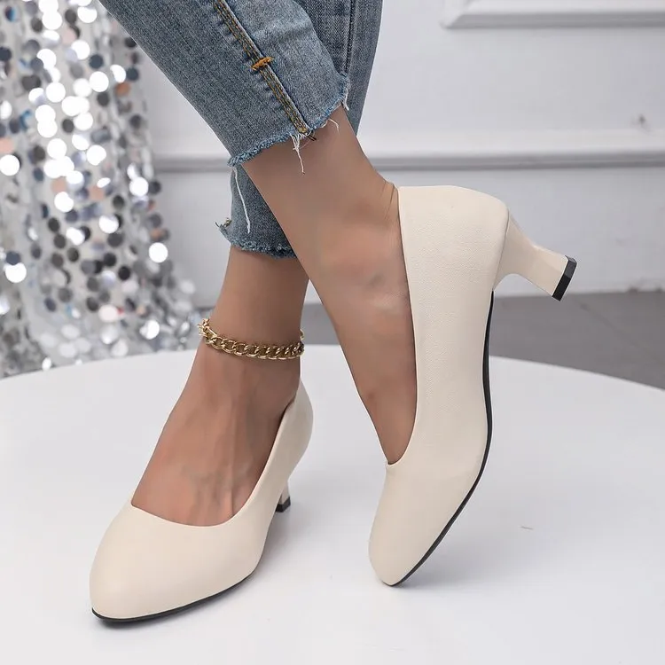 Point Toe Block Heels Pumps