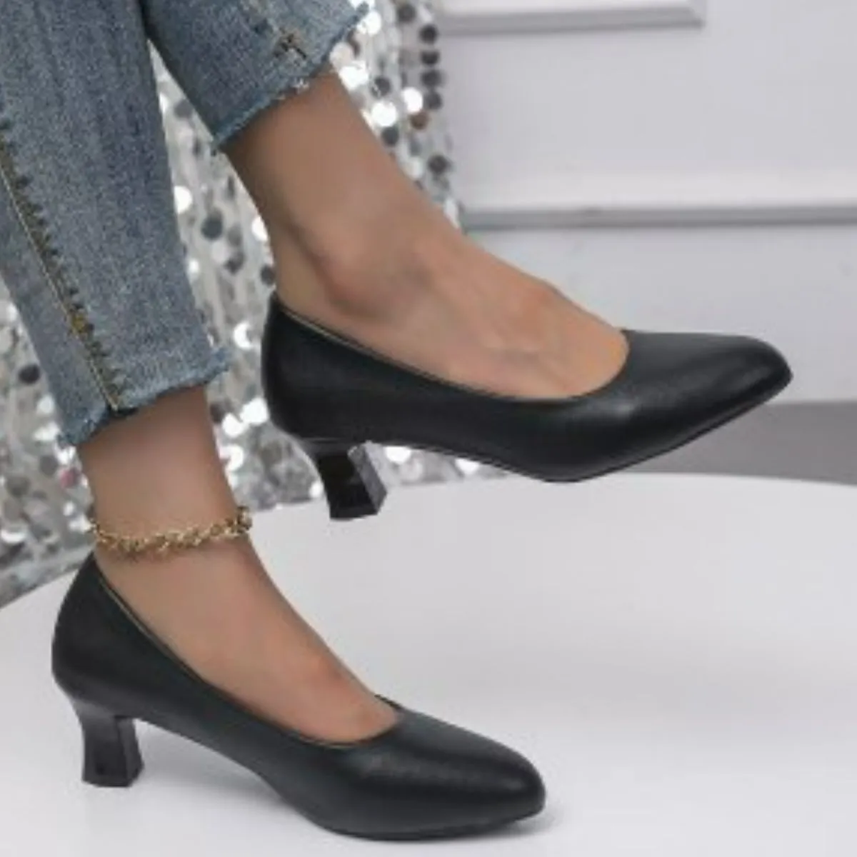Point Toe Block Heels Pumps