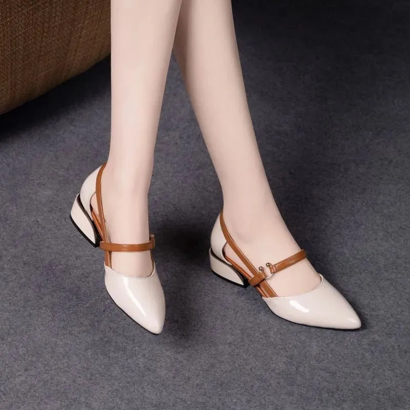 Point Toe Block Heels Pumps