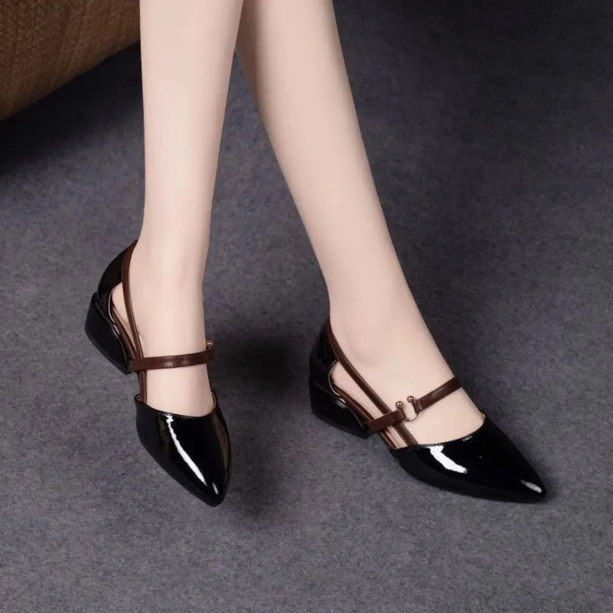 Point Toe Block Heels Pumps