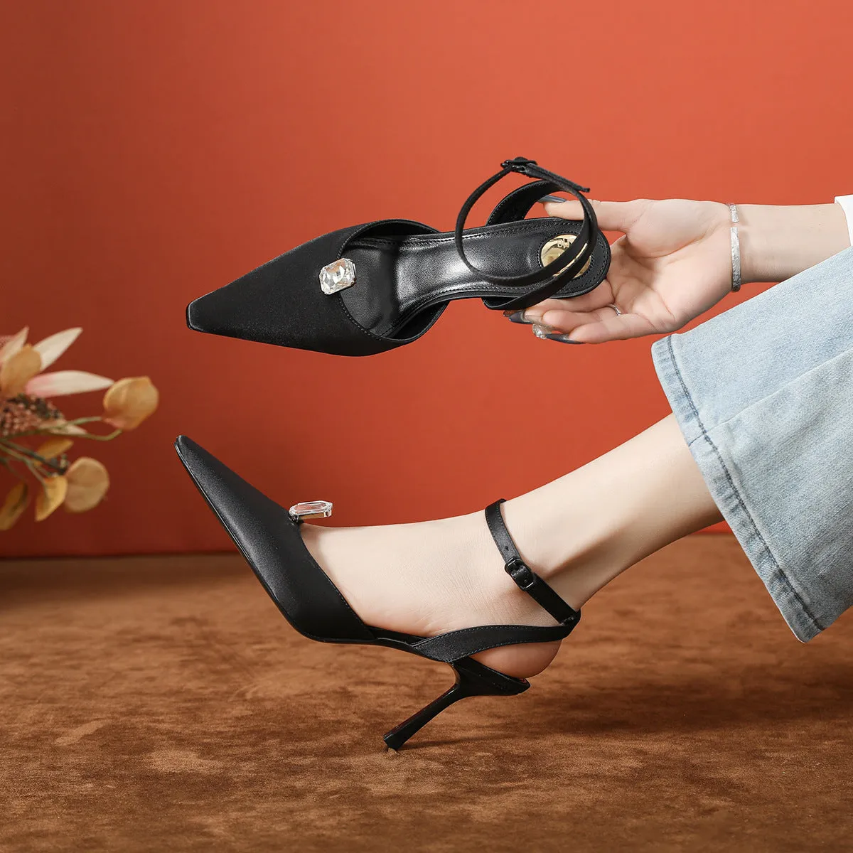 Point Toe Stiletto Slingback Pumps
