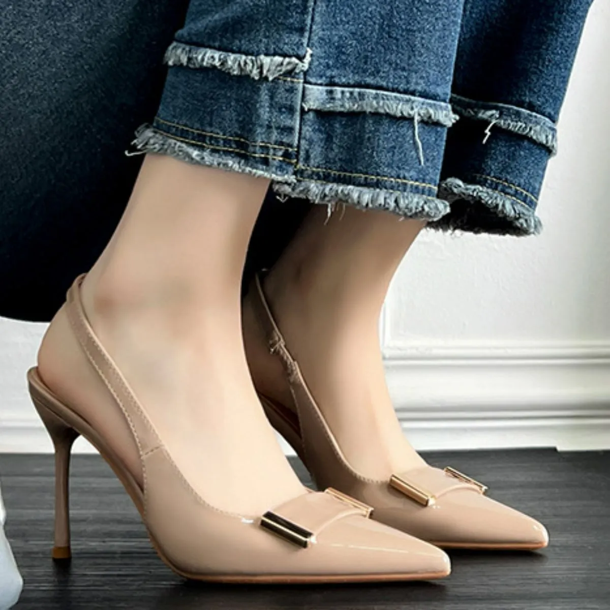 Point Toe Stiletto Slingback Pumps