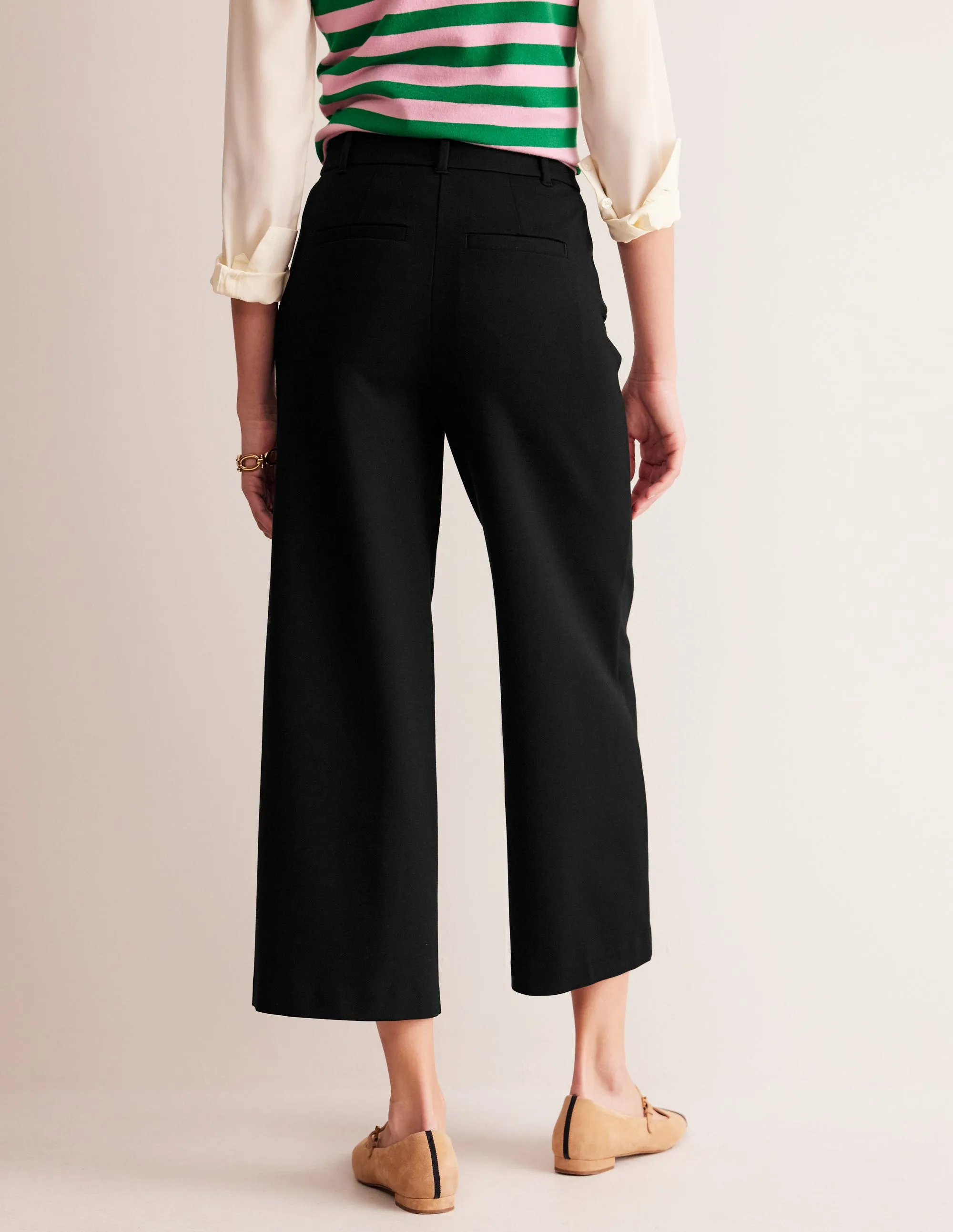Ponte-Culottes mit weitem Bein-Schwarz