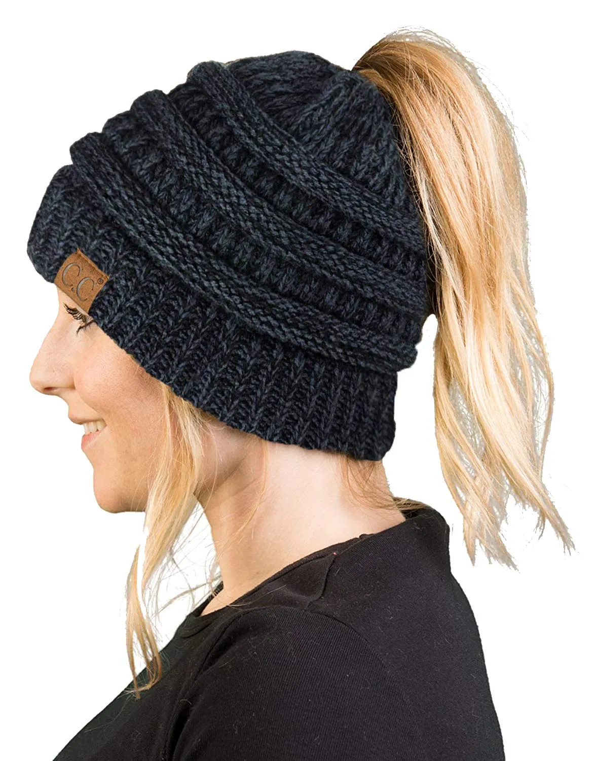Ponytail Beanie, Infinity Scarf & Gloves Matching Set by Funky Junque
