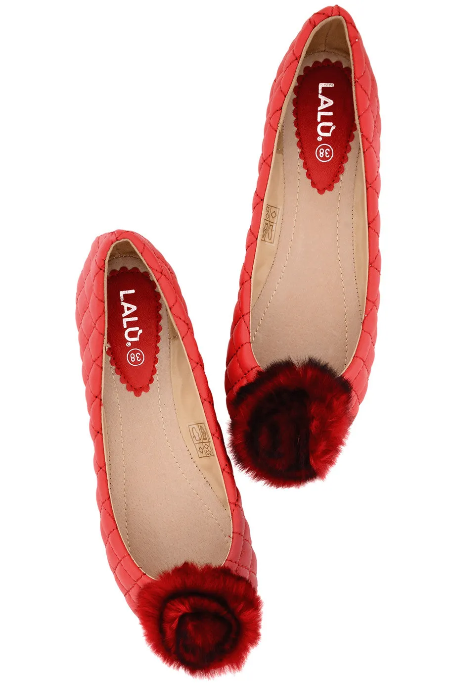 POPCORN Red Quilted Ballerinas