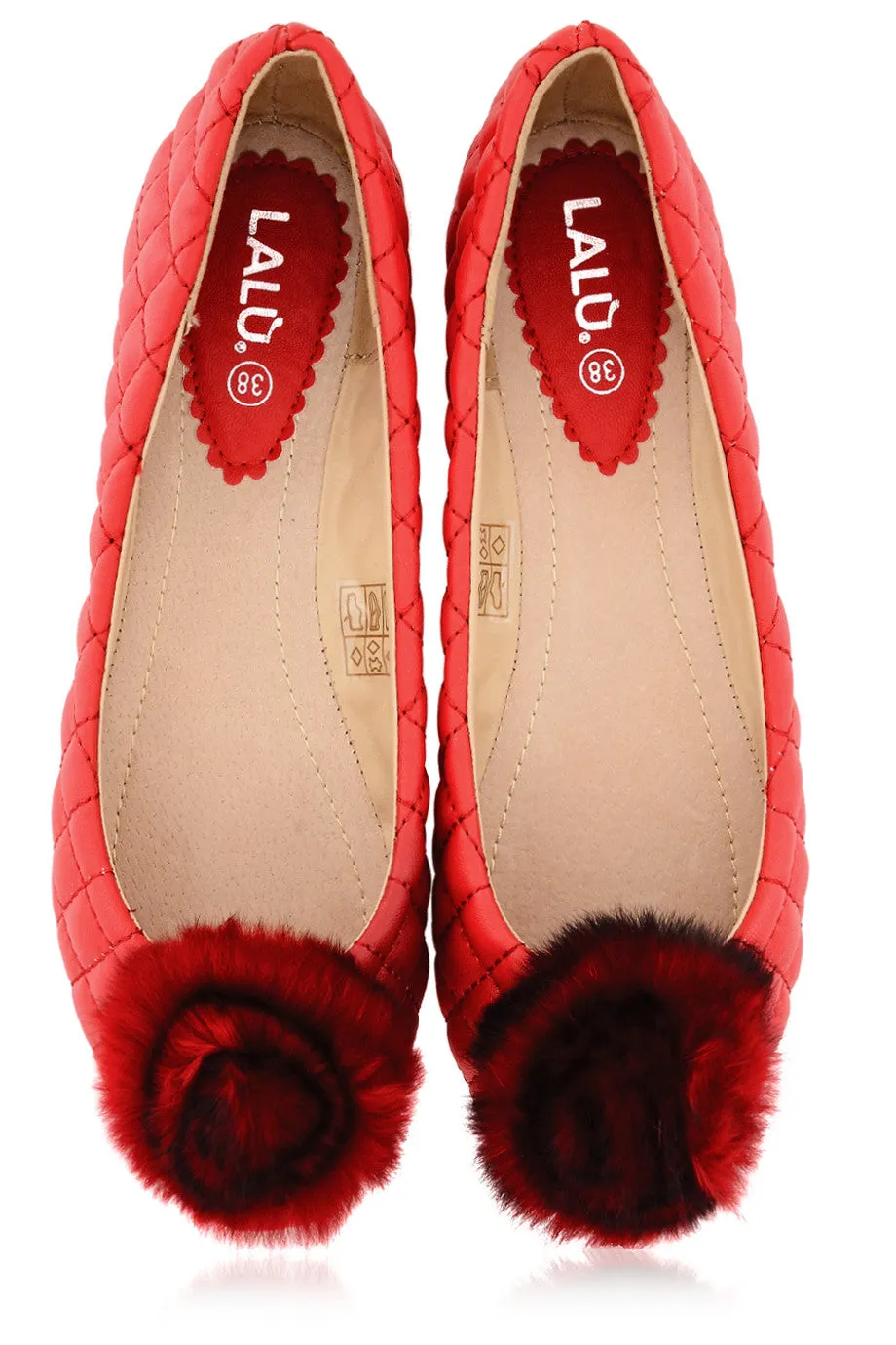 POPCORN Red Quilted Ballerinas