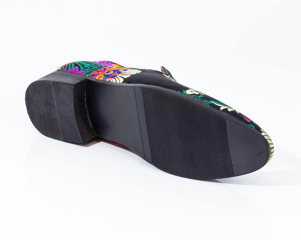 Premium Black Multicolor Floral Loafers for men designer slip on casual / dress shoes – Luxury