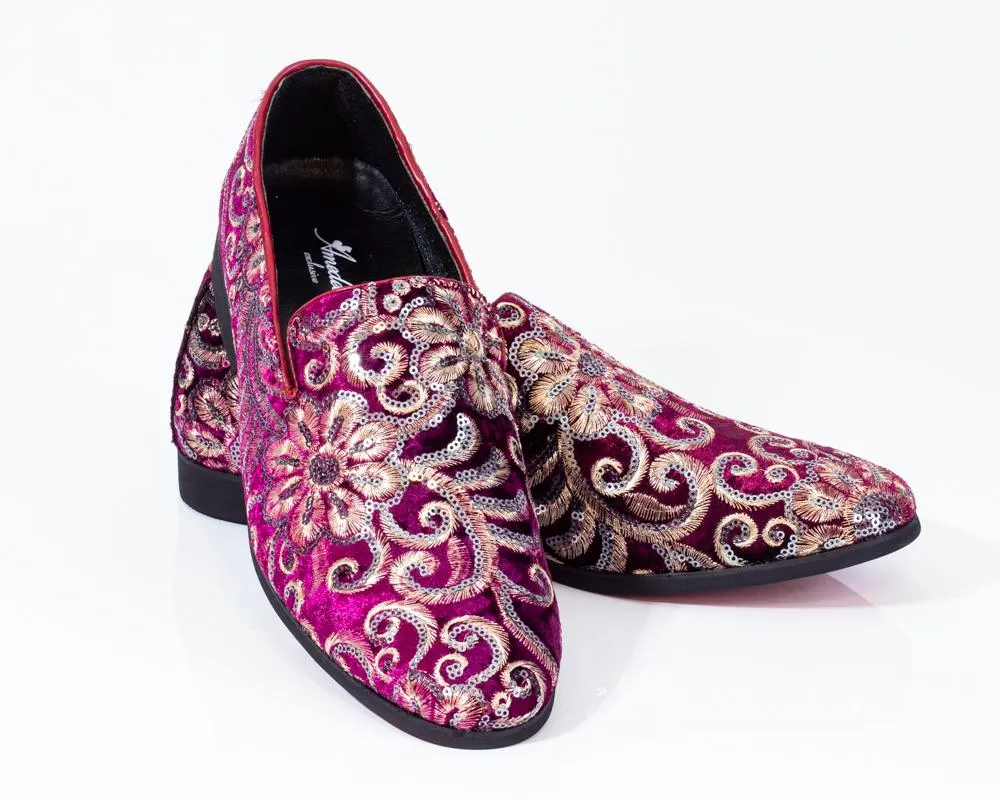 Premium Pink Multicolor Floral  Loafers for men designer slip on casual / dress shoes – Luxury