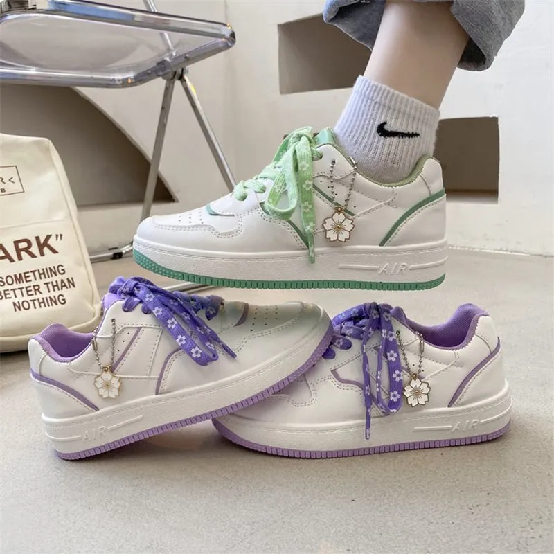 PURPLE/GREEN SAKURA LACES BREATHABLE SNEAKERS UB2603