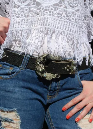 "Vintage Black Buckle & Belt - Small"