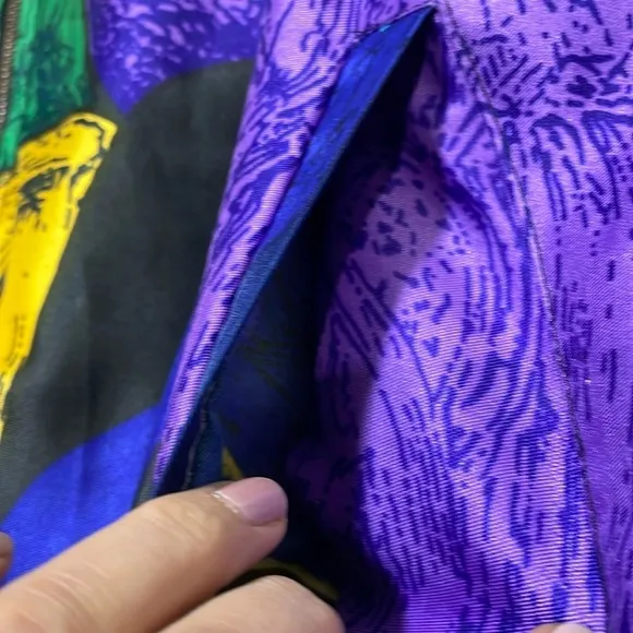 RARE Vintage 80-90s Picasso All Over Graphic SILK STREETWEAR BOMBER JACKET SCARF
