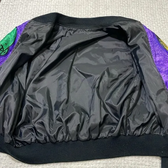 RARE Vintage 80-90s Picasso All Over Graphic SILK STREETWEAR BOMBER JACKET SCARF