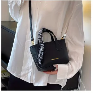 realaiot  Mini Trendy Crossbody Tote Bag, Fashion Scarf Decor Shoulder Bag, Women's Stylish Handbag & Satchel Purse