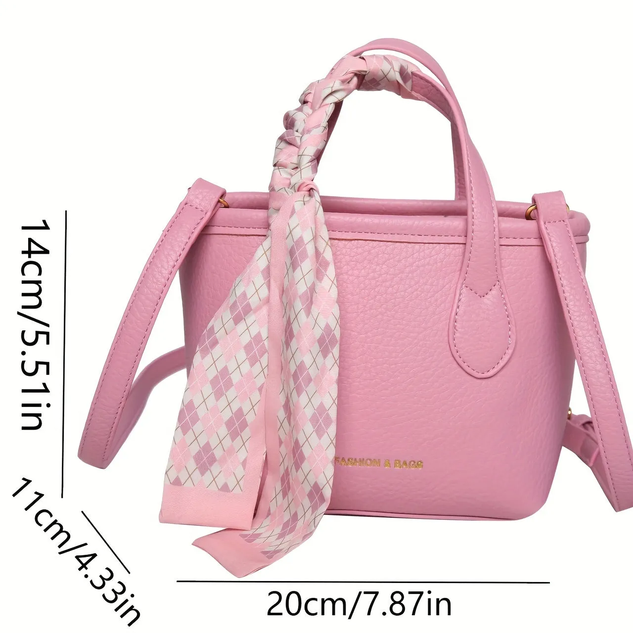 realaiot  Mini Trendy Crossbody Tote Bag, Fashion Scarf Decor Shoulder Bag, Women's Stylish Handbag & Satchel Purse