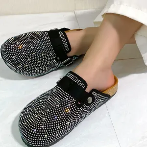 Rhinestone Round Toe Slip-Ons