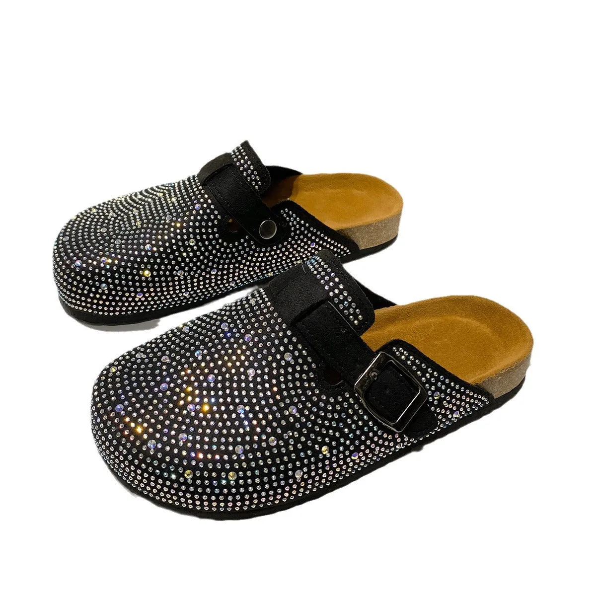 Rhinestone Round Toe Slip-Ons